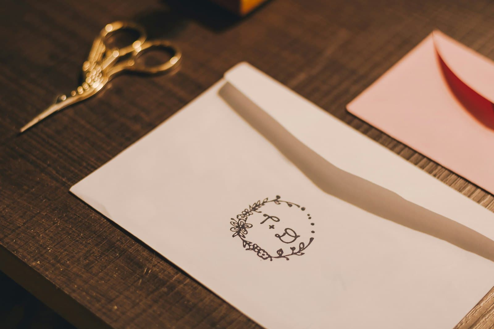 A stamped mark on the flap of an envelope