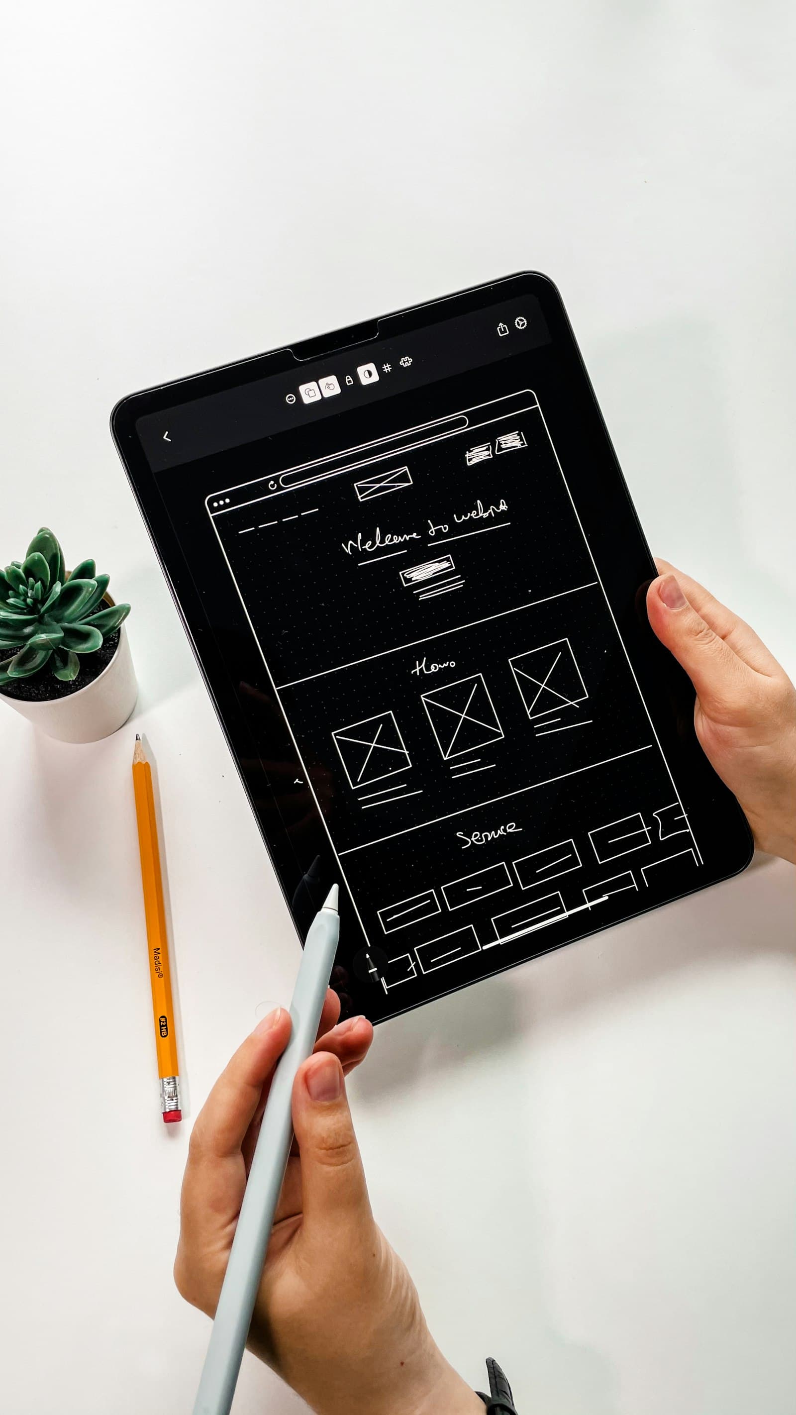 Sketching a page layout on a tablet