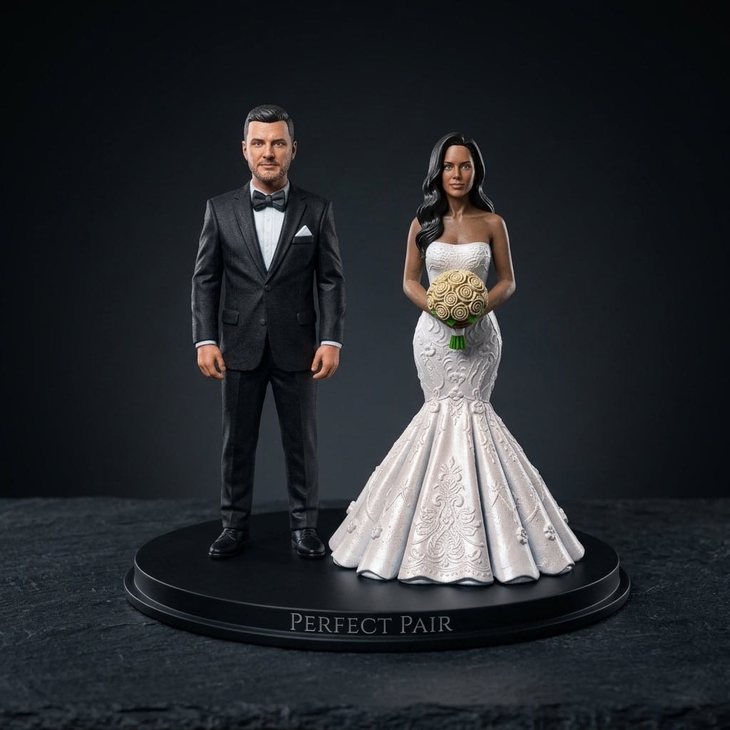 Custom Bride & Groom Figurine - Realistic Handpainted — view 1