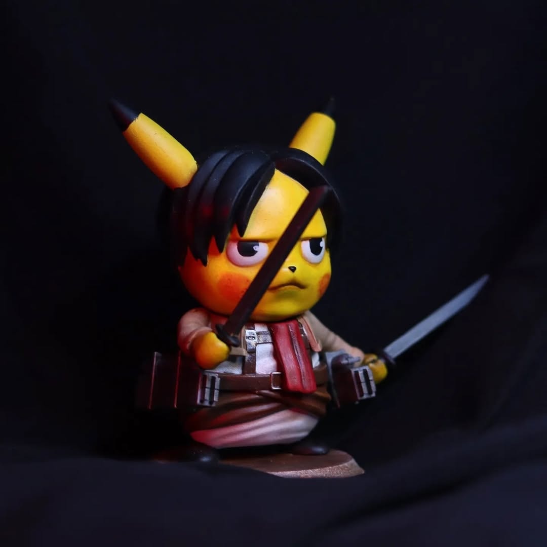Levi Pikachu Figurine - Attack on Titan x Pokémon Inspired — view 1