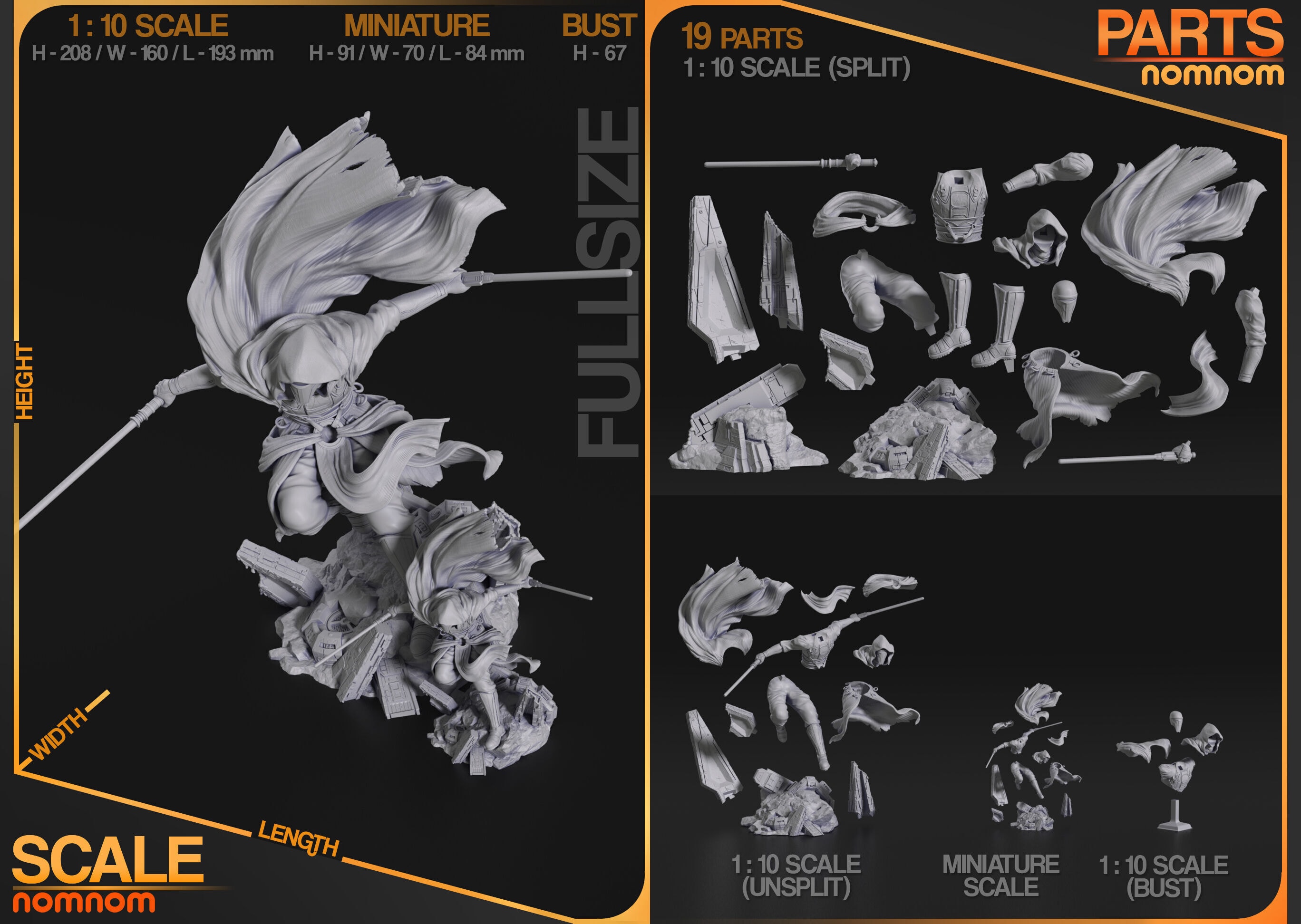 Darth Revan, Star Wars — nom nom figures — Resin 3d Print