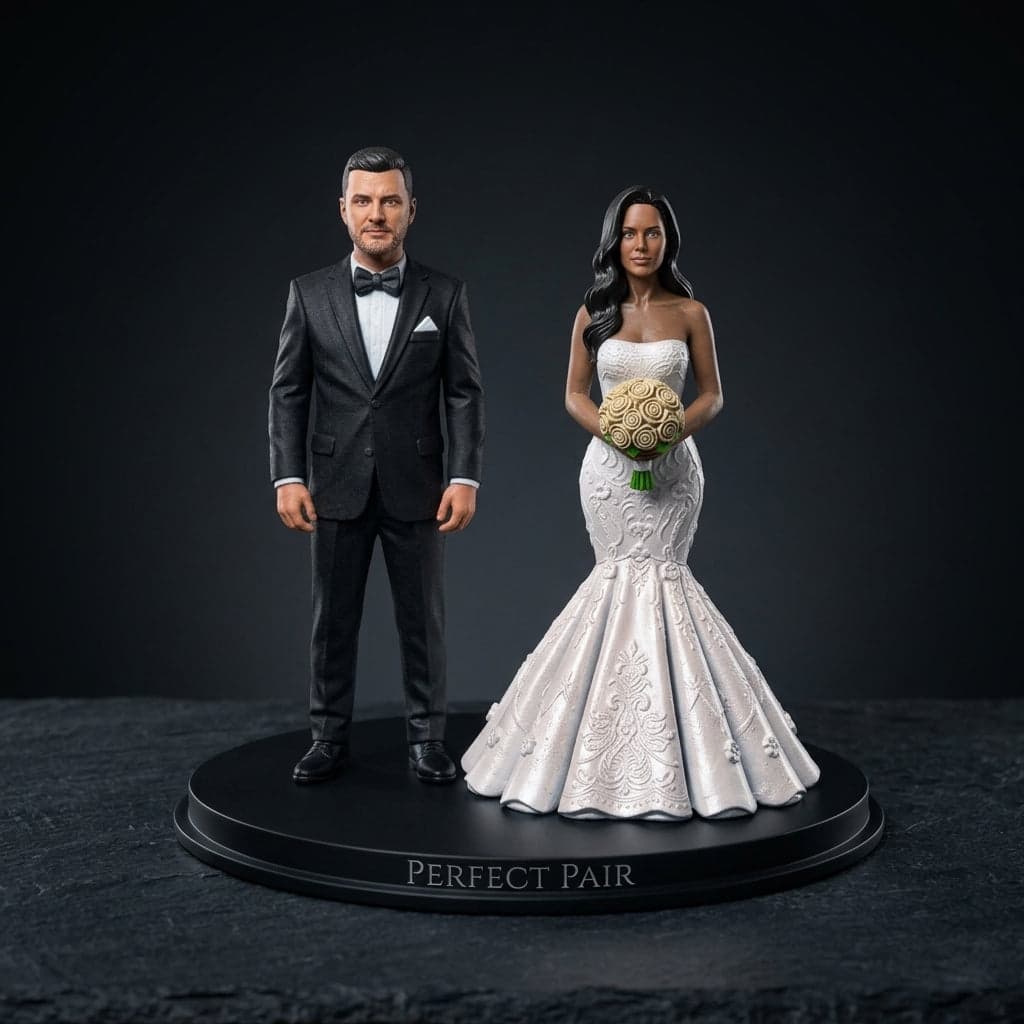 Custom Bride & Groom Figurine - Realistic Handpainted — view 1