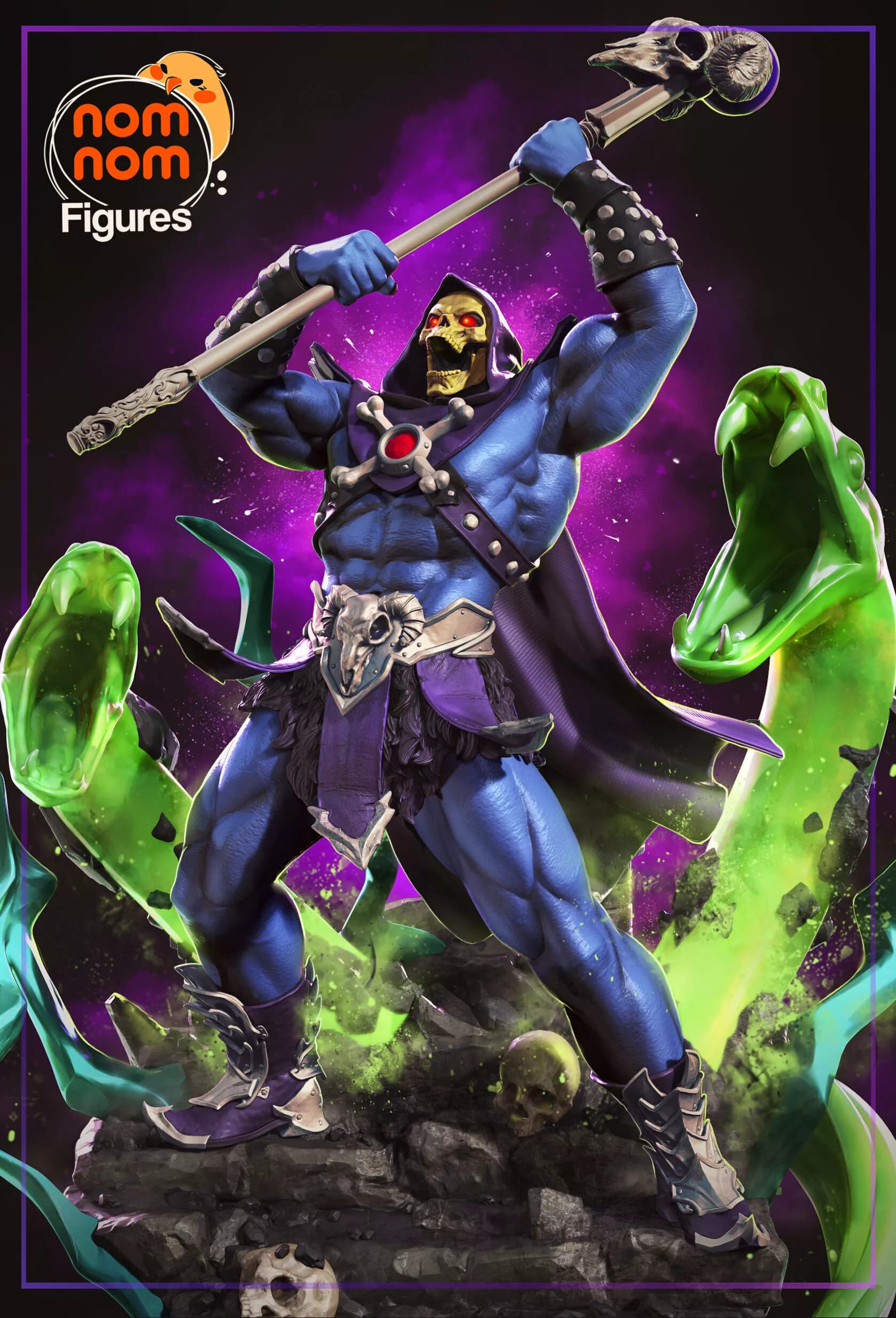 Skeletor, Masters of the Universe — Nom Nom Figures — Resin 3d Print