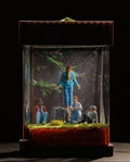 Miniature diorama Stranger things, Max Mayfield, with people around a grave in a glass epoxy lamp on a dark background,  gift for stranger things fans