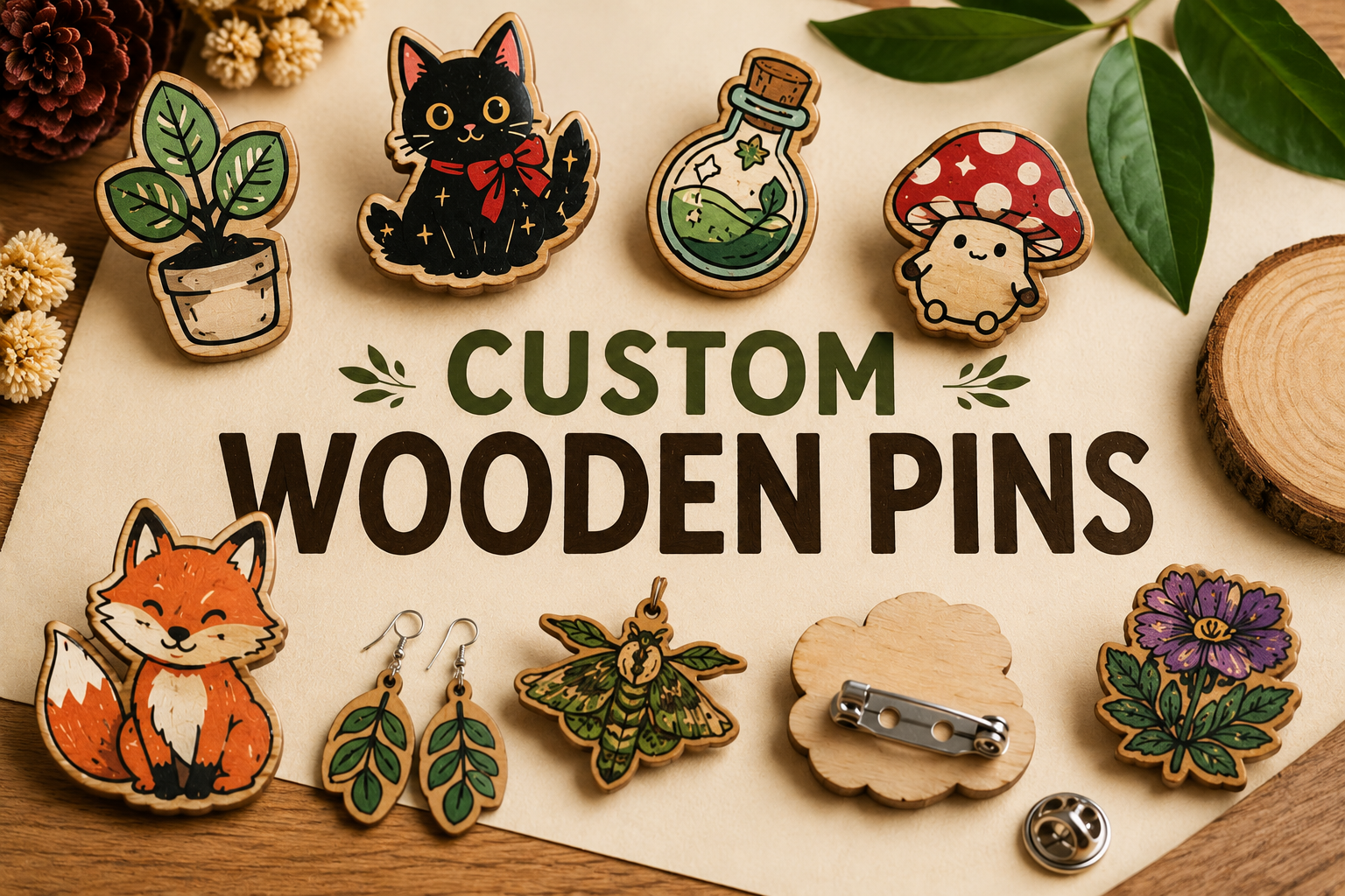 Custom Wooden Pins and Badges London / UK