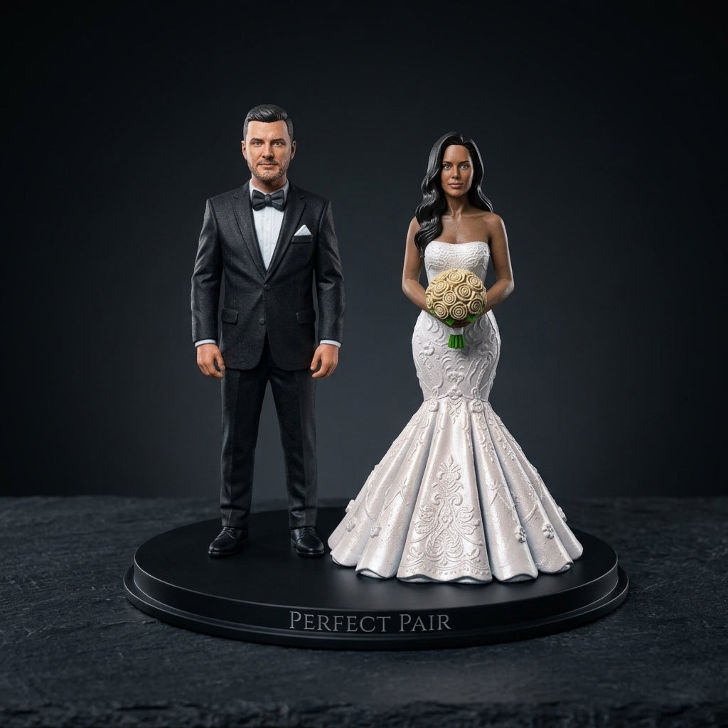 Custom Bride & Groom Figurine - Realistic Handpainted