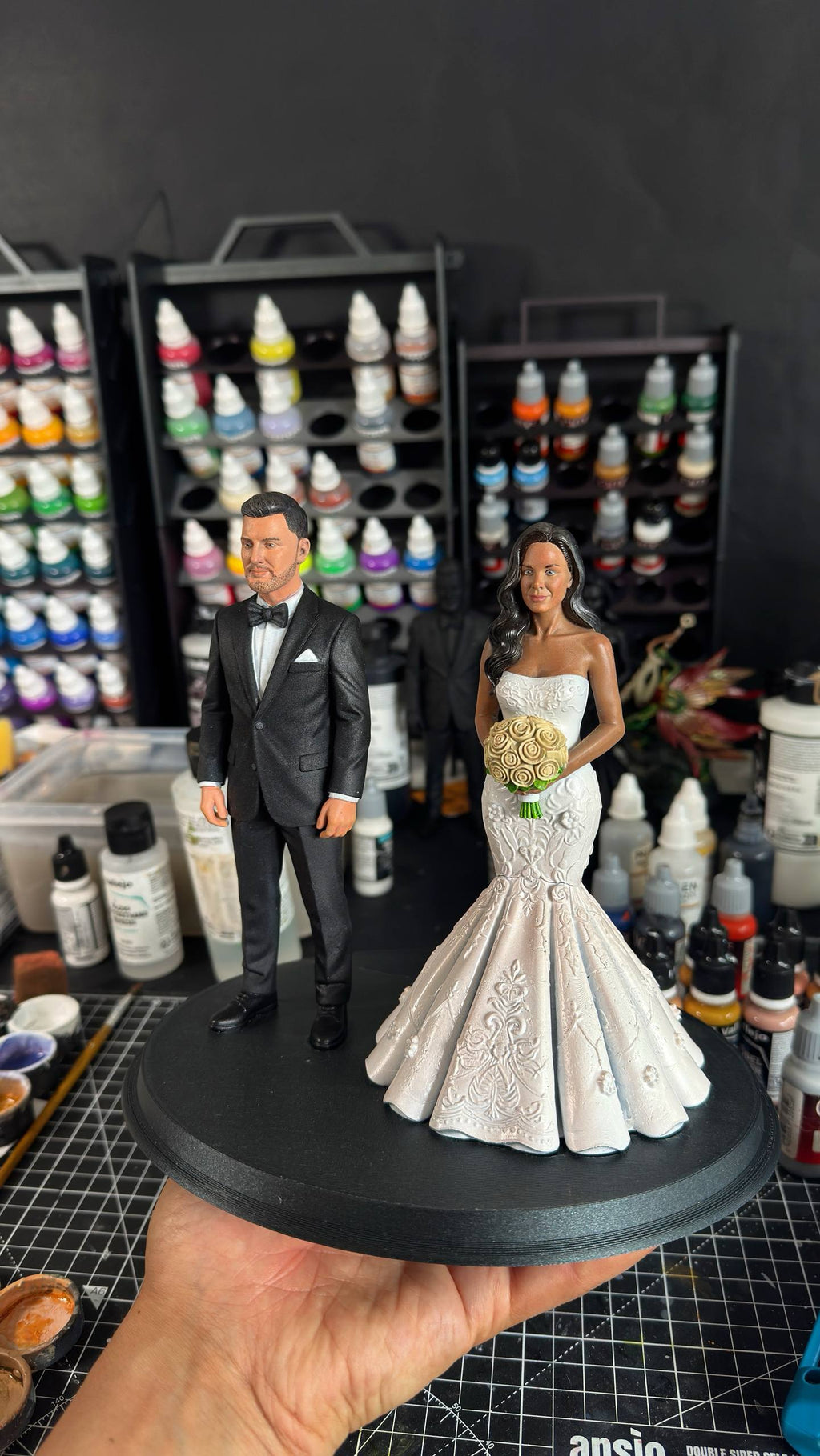 Custom Bride & Groom Figurine - Realistic Handpainted