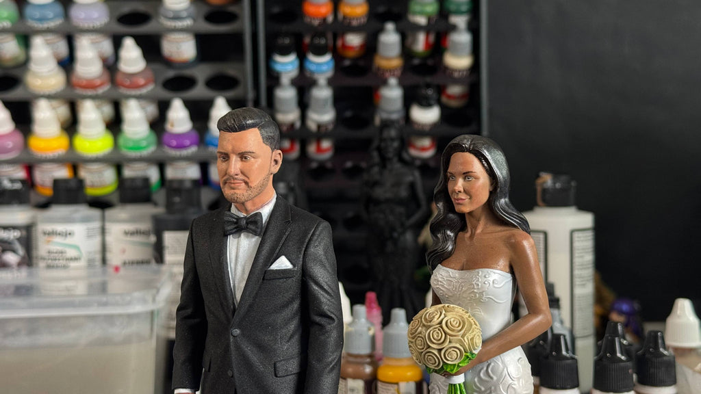 Custom Bride & Groom Figurine - Realistic Handpainted