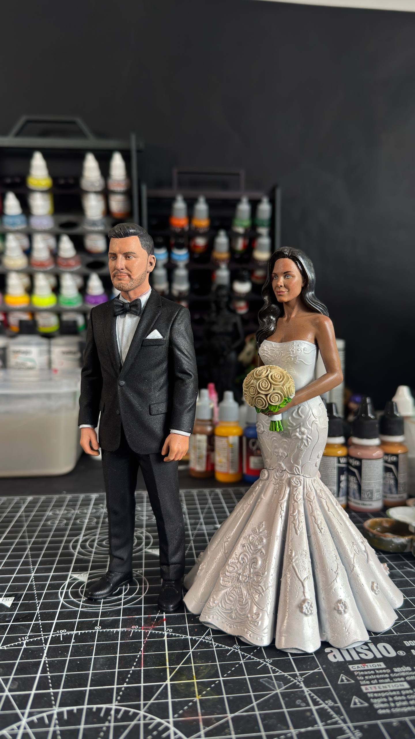 Custom Bride & Groom Figurine - Realistic Handpainted