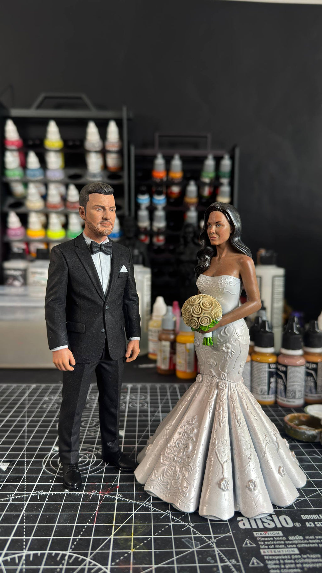 Custom Bride & Groom Figurine - Realistic Handpainted