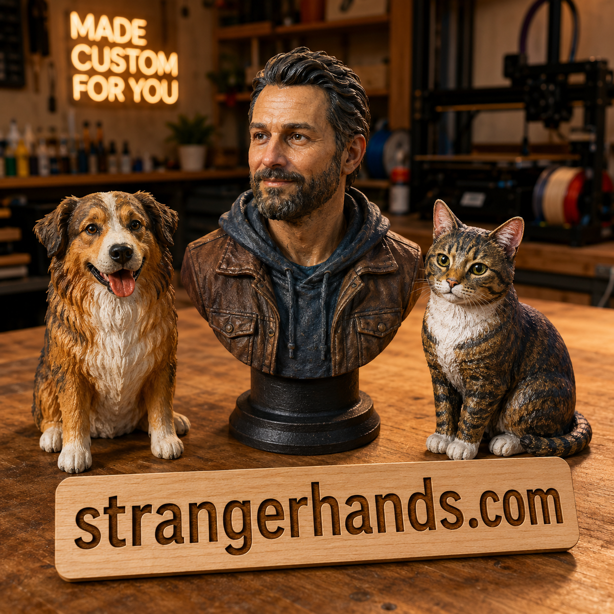 Custom Busts of People & Pets – 3D Modelling, Printing & Hand Painting